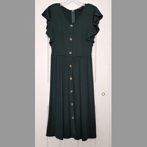 Knee-Length Dress with Ruffled Sleeves